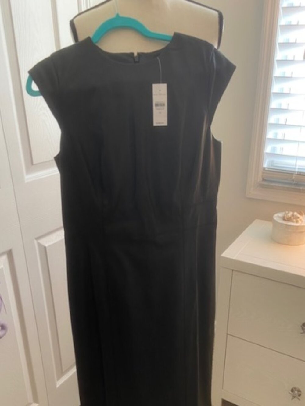 Ann Taylor Faux Black Leather Dress - Cap Sleeves, Back Zip -Size 10 NWT